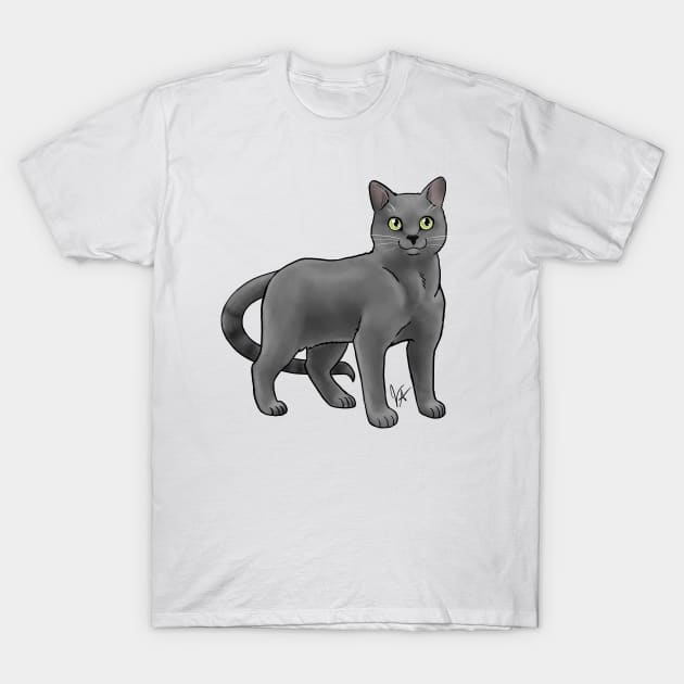 Cat - Russian Blue - Gray T-Shirt by Jen's Dogs Custom Gifts and Designs